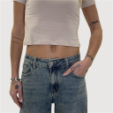 jeans con risvolto wide leg